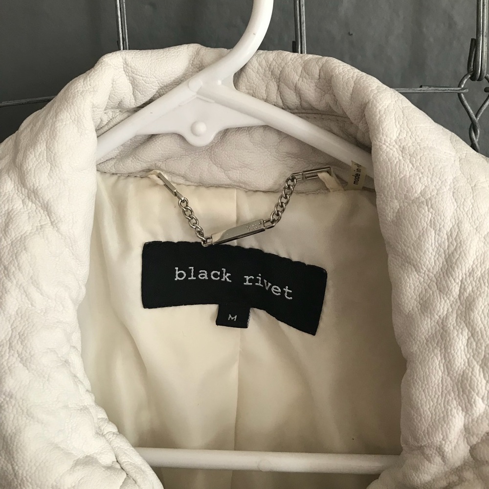 Real White leather jacket Black Rivet - Picture 2 of 5